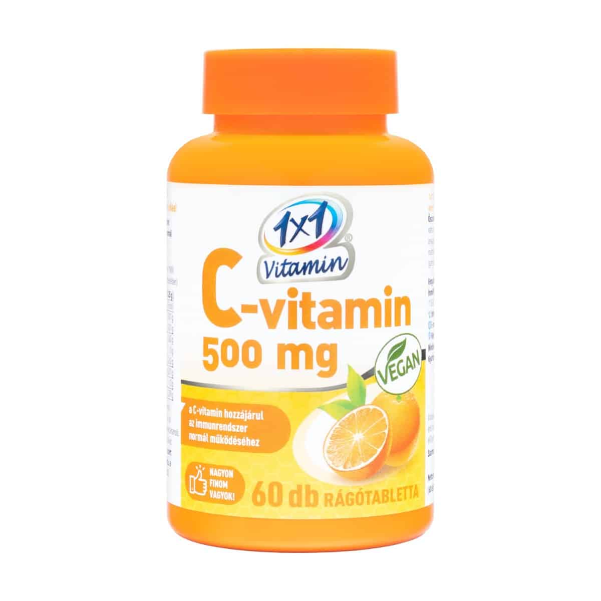 1x1 Vitamin C-vitamin 500mg rágótabletta - 60db 1 1x1 Vitamin C-vitamin 500 mg narancs ízű rágótabletta - 60db