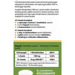BioCo 100% VEGAN C+D Duo C-vitamin 1000mg + alga D3-vitamin filmtabletta - 90db 3 BioCo 100% VEGAN C+D Duo C-vitamin 1000mg + alga D3-vitamin filmtabletta - 90db - Image 2
