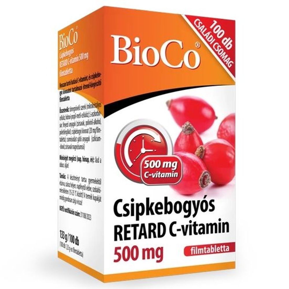 BioCo Csipkebogyós RETARD C-vitamin 500mg Családi csomag - 100db 1 BioCo Csipkebogyós RETARD C-vitamin 500mg Családi csomag