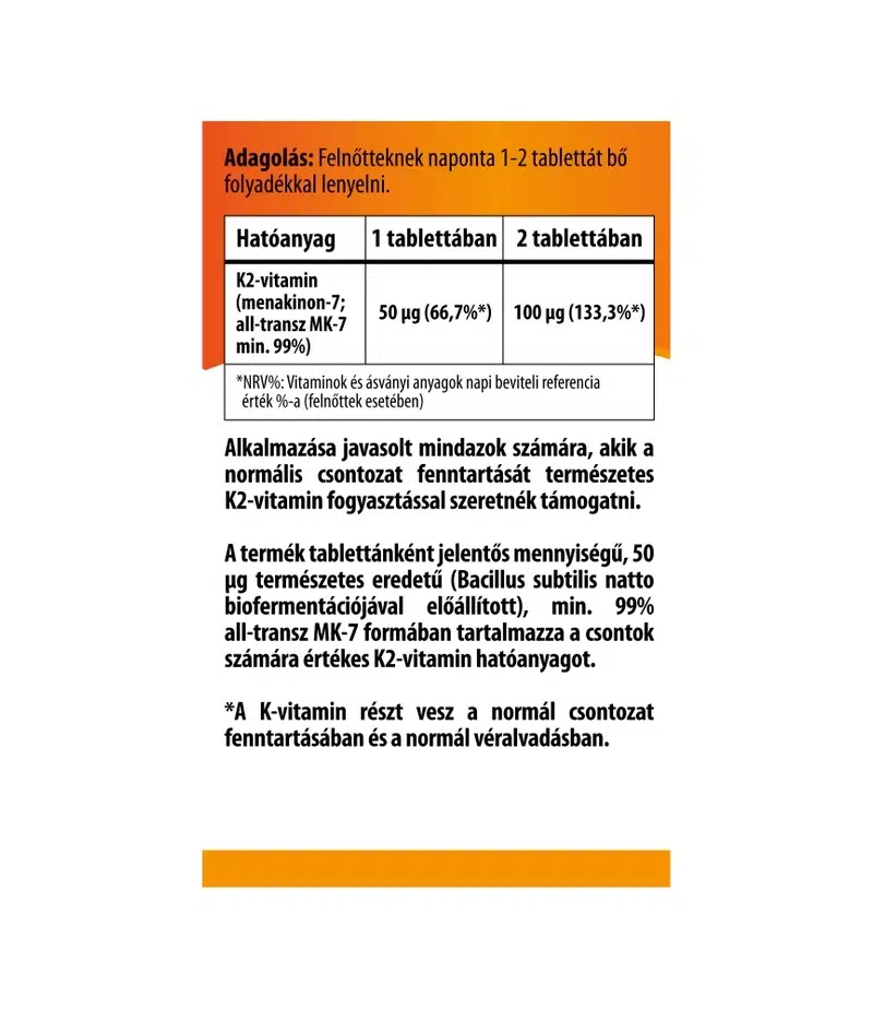 BioCo K2-vitamin tabletta MEGAPACK - 90db 2 BioCo K2-vitamin tabletta MEGAPACK - 90db - Image 2