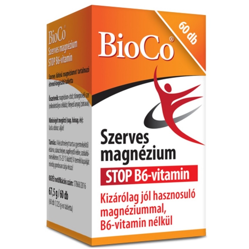 BioCo szerves magnézium STOP B6-vitamin tabletta - 60db 1 BioCo Szerves Magnézium STOP B6-vitamin tabletta - 60db