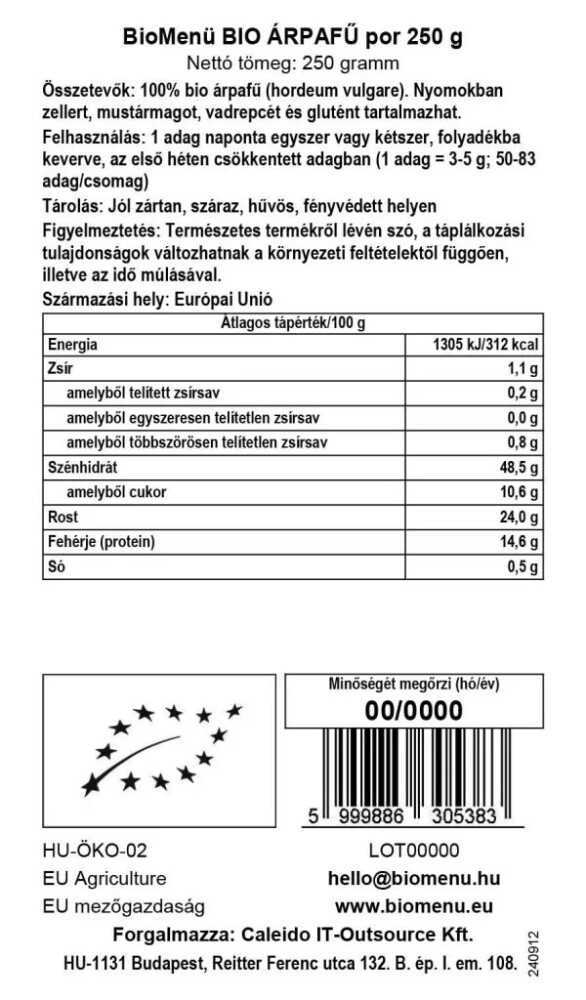 BioMenü Bio Árpafű por - 250g 2 BioMenü Bio Árpafű por - 250g - Image 2