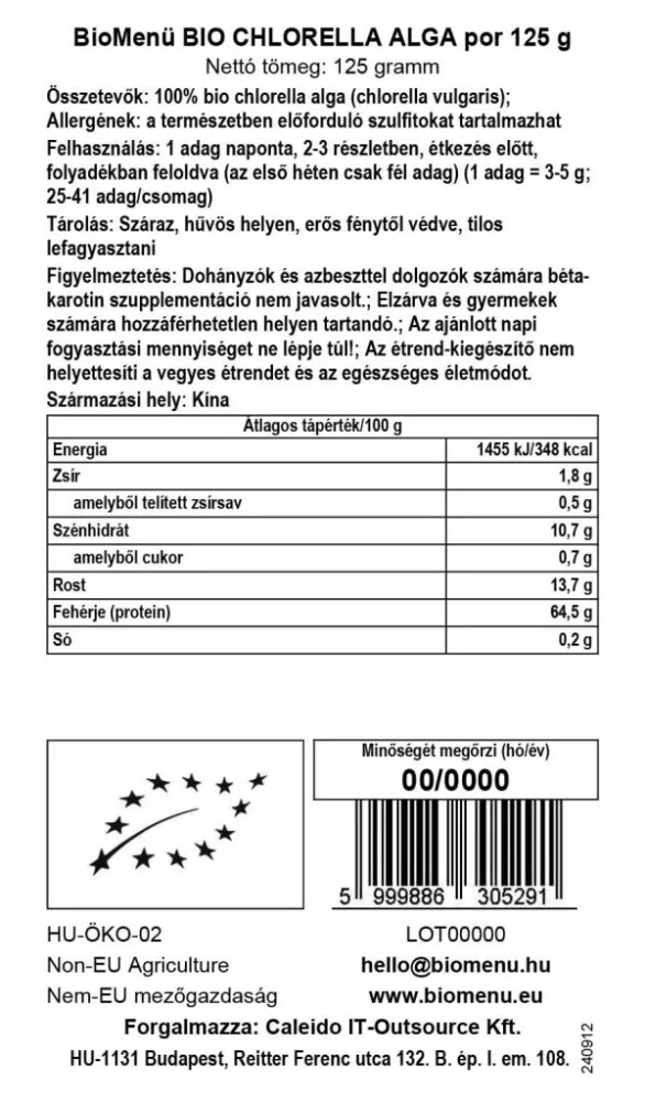 BioMenü Bio Chlorella algapor - 125g 2 BioMenü Bio Chlorella algapor - 125g - Image 2