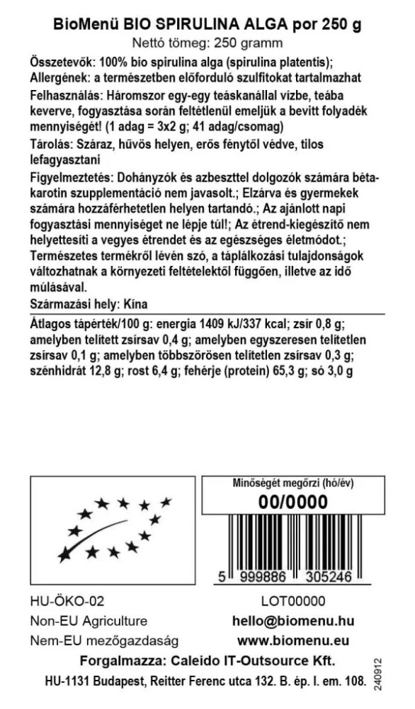 BioMenü Bio Spirulina algapor - 125g 2 BioMenü Bio Spirulina algapor - 125g - Image 2