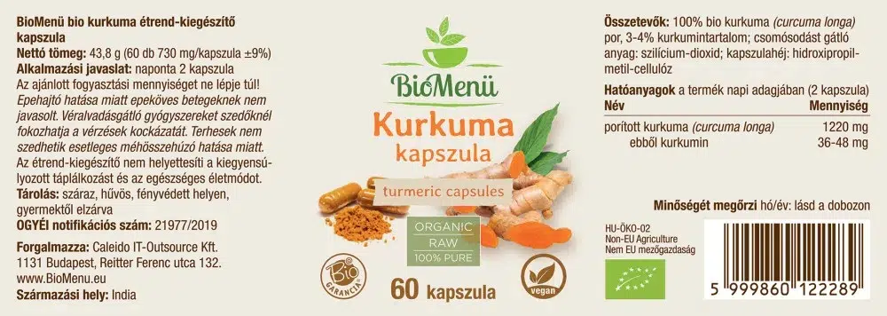 Biomenü Bio Kurkuma kapszula - 60db 2 Biomenü Bio Kurkuma kapszula - 60db - Image 2