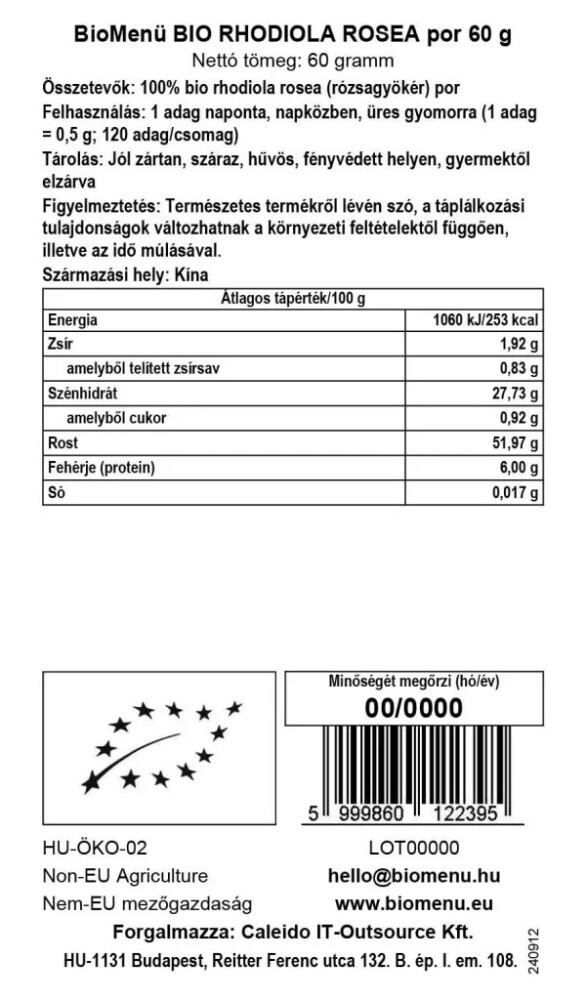 Biomenü Bio Rhodiola Rosea por - 60g 2 Biomenü Bio Rhodiola Rosea por - 60g - Image 2
