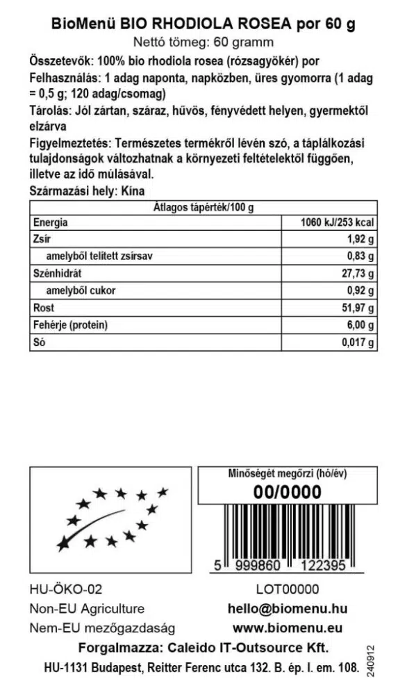 Biomenü Bio Rhodiola Rosea por - 60g 2 Biomenü Bio Rhodiola Rosea por - 60g - Image 2