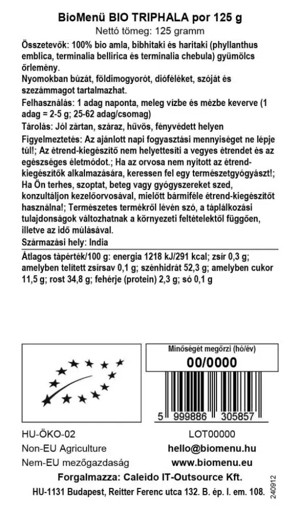 Biomenü Bio Triphala por - 125g 2 Biomenü Bio Triphala por - 125g - Image 2