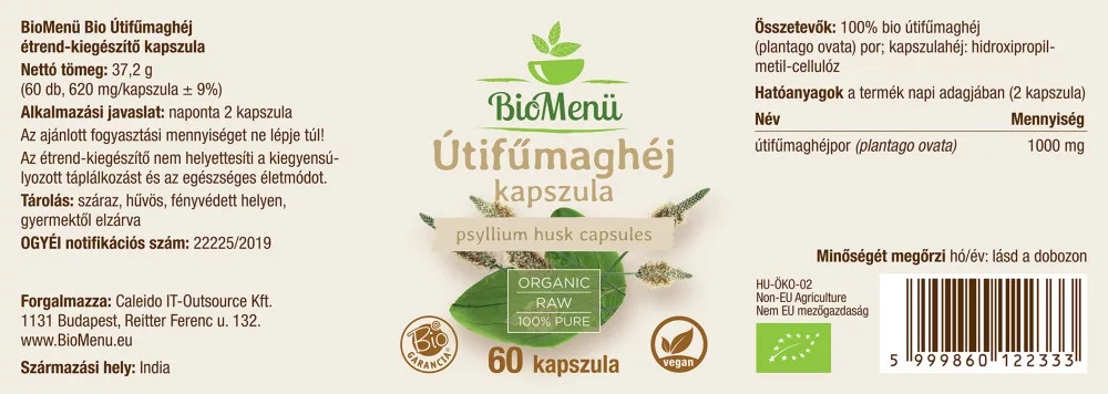 Biomenü Bio Útifűmaghéj kapszula - 60db 2 Biomenü Bio Útifűmaghéj kapszula - 60db - Image 2