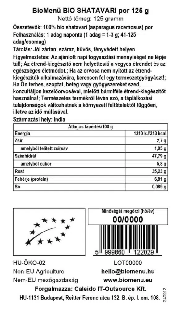Biomenü Bio shatavari por - 125g 2 Biomenü Bio shatavari por - 125g - Image 2
