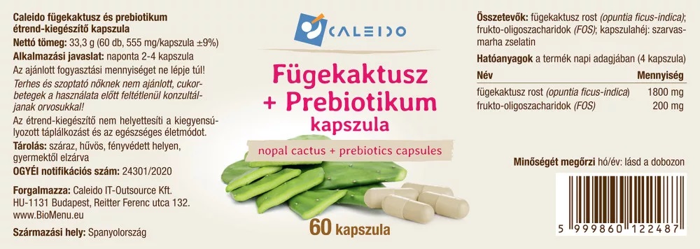 Caleido Fügekaktusz + Prebiotikum kapszula - 60db 2 Caleido Fügekaktusz + Prebiotikum kapszula - 60db - Image 2