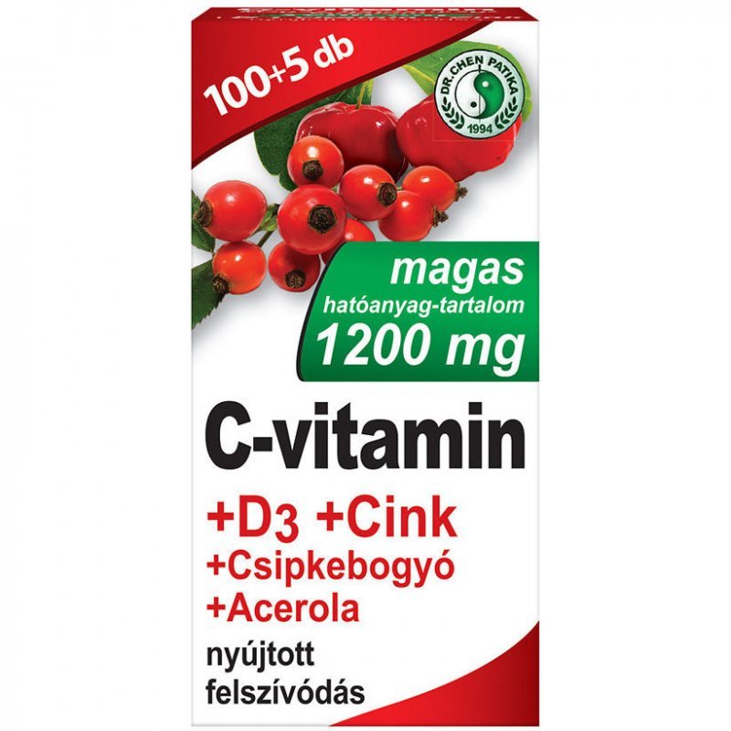 Dr. Chen C-vitamin 1200mg + D3+Cink RETARD tabletta - 105db 1 Dr. Chen C-vitamin 1200mg + D3+Cink tabletta - 105db