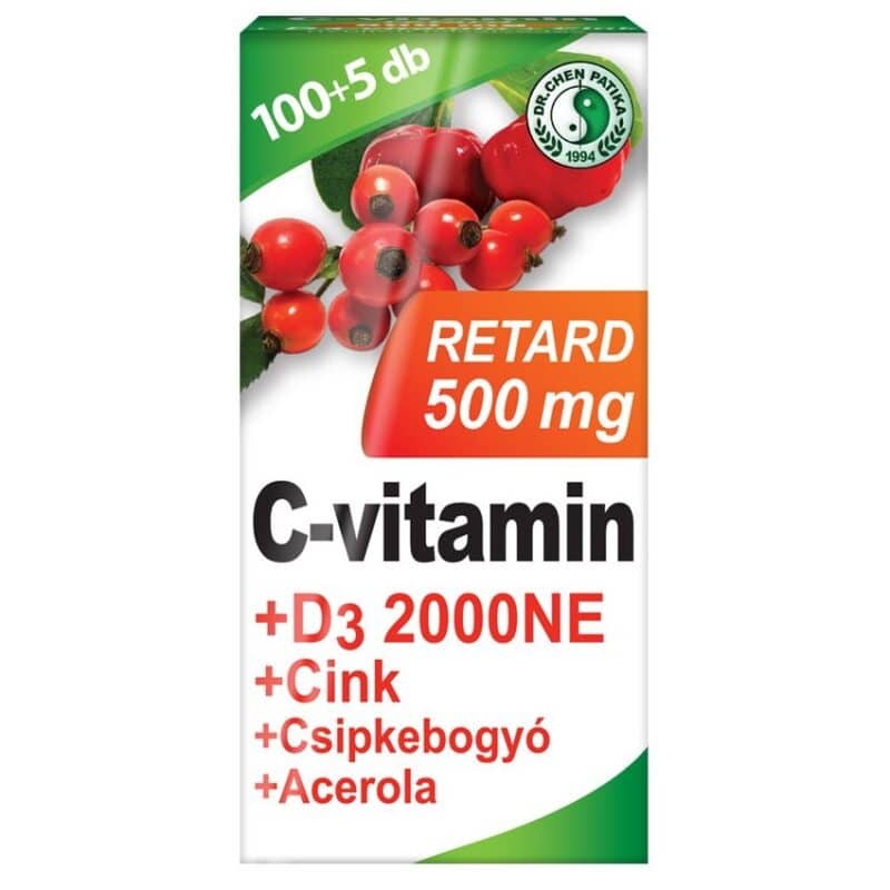Dr. Chen C-vitamin 500 mg + D3 2000NE + Cink RETARD tabletta - 105db 1 Dr. Chen C-vitamin 500mg+D3-vitamin+cink RETARD tabletta - 105db
