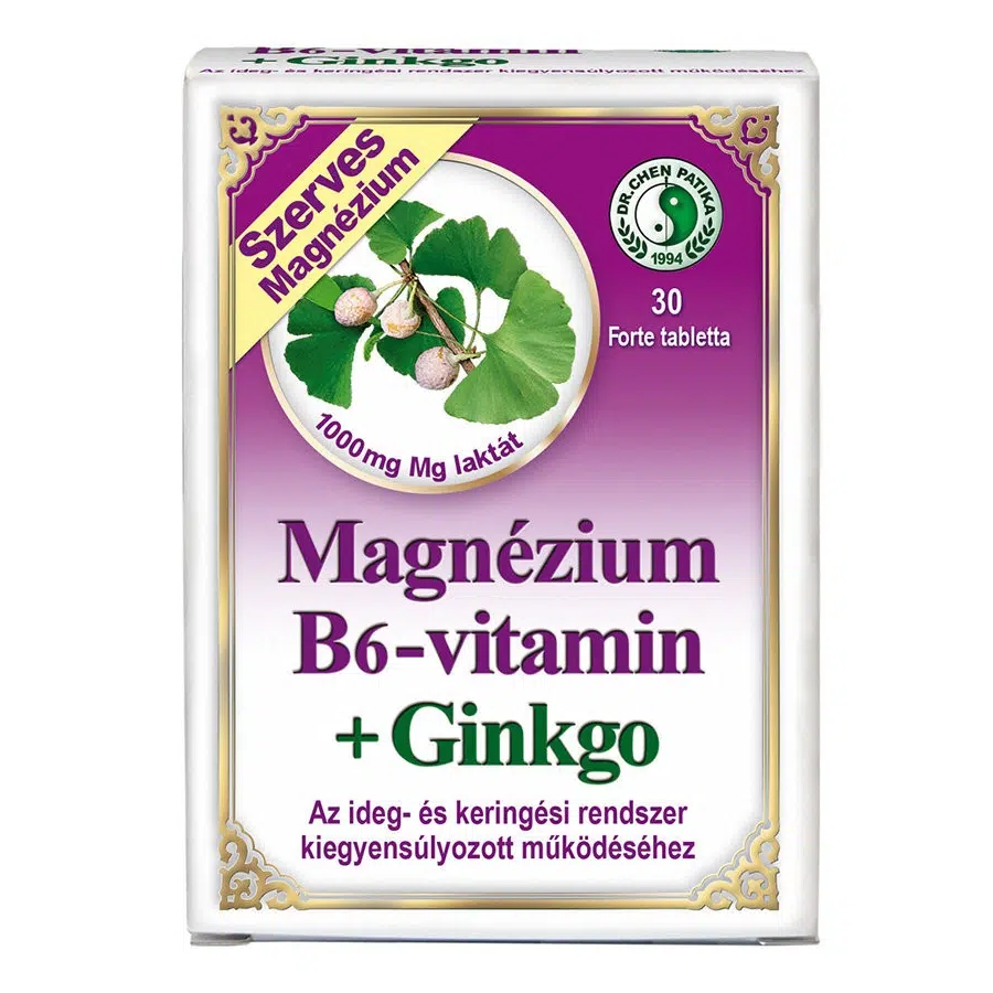 Dr. Chen Magnézium + B6-vitamin + Ginkgo tabletta - 30db 1 Dr. Chen Magnézium + B6-vitamin + Ginkgo tabletta - 30db