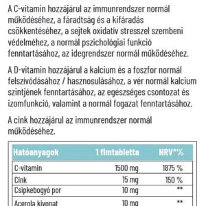 Dr. Herz C-vitamin 1500mg + D3+Cink RETARD filmtabletta – 60db 3 Dr. Herz C-vitamin 1500mg + D3+Cink RETARD filmtabletta – 60db - Image 2