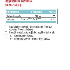 Dr. Herz Máriatövismag Olaj 500mg + E-vitamin kapszula - 60db 3 Dr. Herz Máriatövismag Olaj 500mg + E-vitamin kapszula - 60db - Image 2