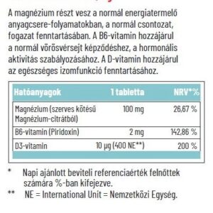 Dr. Herz Szerves Magnézium+B6+D3-vitamin tabletta - 60db - Image 2
