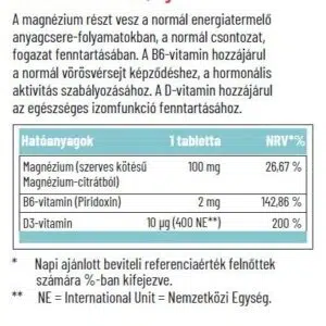 Dr. Herz Szerves Magnézium+B6+D3-vitamin tabletta - 60db 3 Dr. Herz Szerves Magnézium+B6+D3-vitamin tabletta - 60db - Image 2