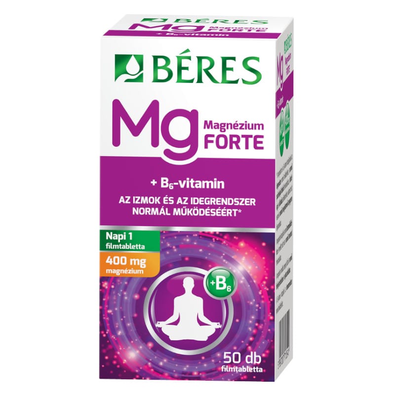 Béres Magnézium 400mg+B6-vitamin Forte filmtabletta - 50db 1 Béres Magnézium 400mg+B6-vitamin Forte filmtabletta - 50db