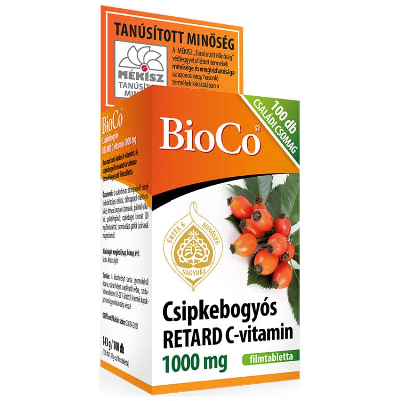 BioCo Csipkebogyós Retard C-vitamin 1000mg családi csomag - 100db 1 BioCo Csipkebogyós Retard C-vitamin 1000mg tabletta - 100db
