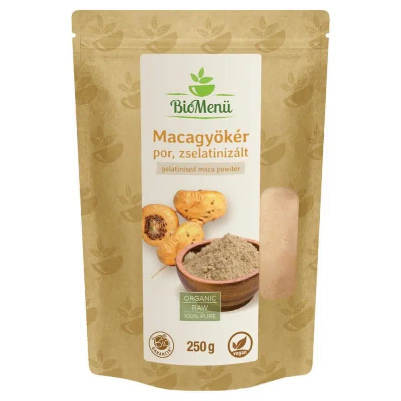 BioMenü Bio zselatinizált Macagyökérpor - 250g 1 Biomenü bio zselatinizált maca-gyökér por – 250g