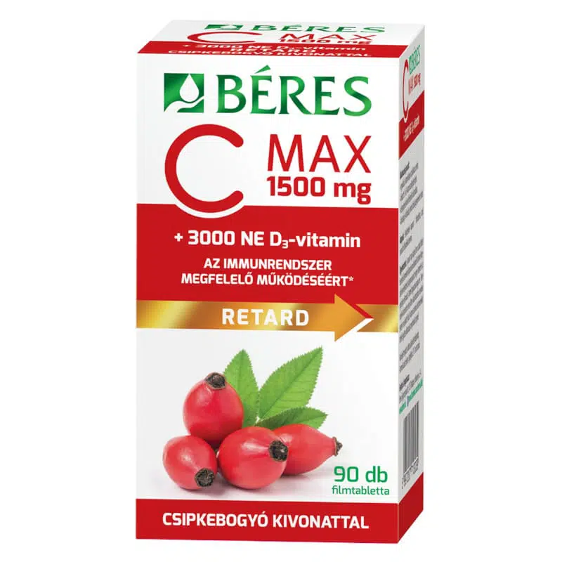 Béres C MAX RETARD C-vitamin 1500mg + D-vitamin 3000NE filmtabletta – 90db 1 Béres C MAX RETARD C-vitamin 1500mg + D-vitamin 3000NE filmtabletta – 90db