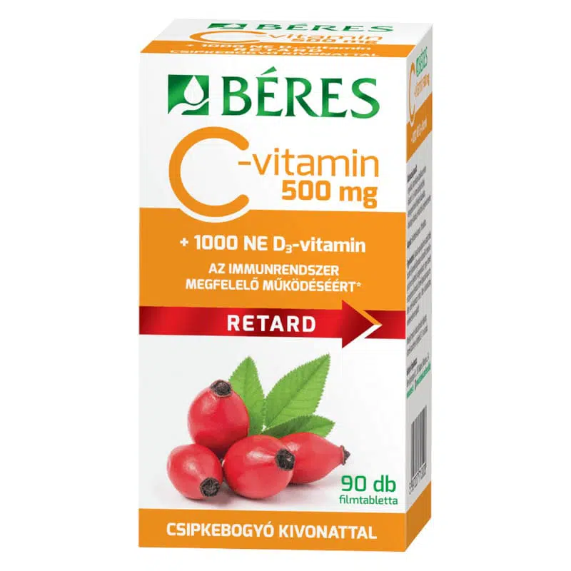 Béres Retard C-vitamin 500mg + D3-vitamin 1000NE filmtabletta – 90db 1 Béres Retard C-vitamin 500mg + D3-vitamin 1000NE filmtabletta – 90db