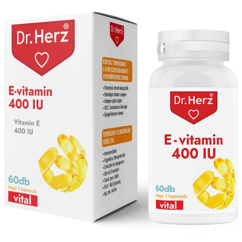 Dr. Herz E-vitamin 400IU lágyzselatin kapszula - 60db 1 Dr. Herz E-vitamin 400IU lágyzselatin kapszula - 60db