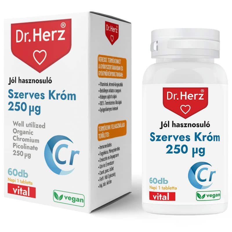 Dr. Herz Szerves Króm 250mcg tabletta - 60db 1 Dr. Herz Szerves Króm 250mcg tabletta - 60db
