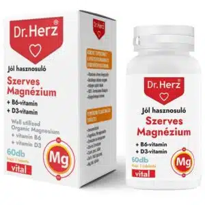 Dr. Herz Szerves Magnézium+B6+D3-vitamin tabletta - 60db