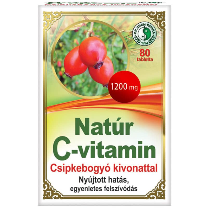 Dr. Chen Natúr C-vitamin csipkebogyó kivonattal RETARD tabletta - 80db 1 Dr. Chen Natúr C-vitamin csipkebogyó kivonattal tabletta - 80db