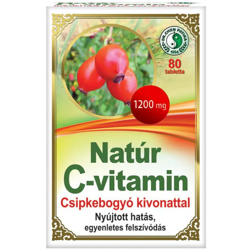 Dr. Chen Natúr C-vitamin csipkebogyó kivonattal RETARD tabletta - 80db 1 Dr. Chen Natúr C-vitamin csipkebogyó kivonattal tabletta - 80db