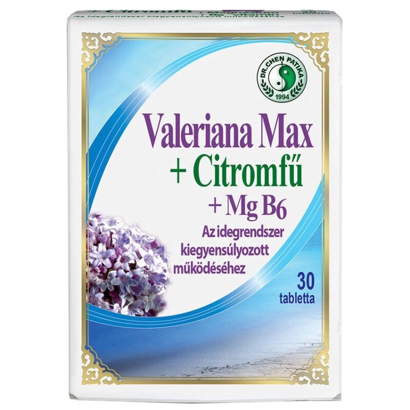 Dr. Chen Valeriana Max + Citromfű tabletta - 30db 1 drchen-valeriana-max-30db