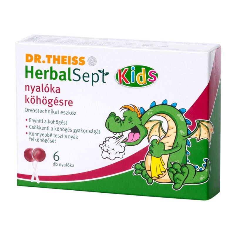 Dr. Theiss Herbalsept Málna ízű nyalóka köhögés ellen - 6db 1 Dr. Theiss Herbalsept nyalóka köhögés ellen – 6db