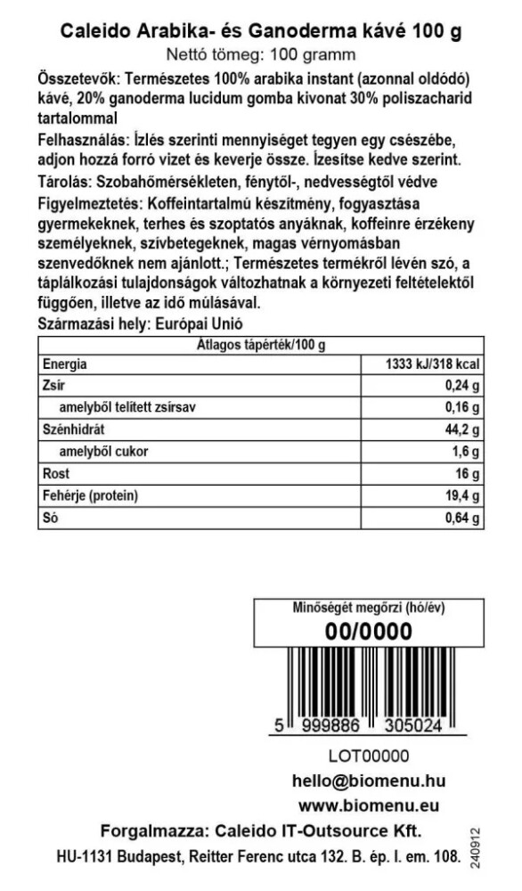 Caleido Arabica & Ganoderma kávé - 100g 2 Caleido Arabica & Ganoderma kávé - 100g - Image 2