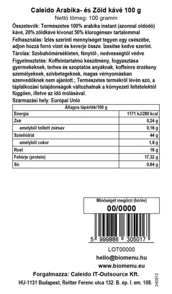 Caleido Arabica & Zöld kávé - 100g 2 Caleido Arabica & Zöld kávé - 100g - Image 2