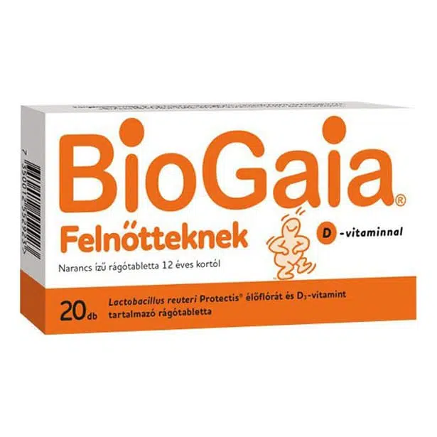 BioGaia Protectis felnőtt narancs ízű rágótabletta - 20db 1 BioGaia Protectis felnőtt narancs ízű rágótabletta - 20db