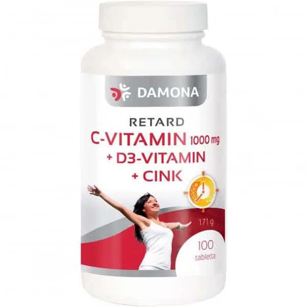 Damona RETARD C-vitamin 1000mg + D3+Cink tabletta – 100db 1 Damona C+D+Cink RETARD C-vitamin 1000mg + D3-vitamin 400NE tabletta - 100db