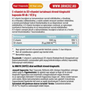 Dr. Herz C-vitamin 1000mg + D3-vitamin 1000NE kapszula - 60db 3 Dr. Herz C-vitamin 1000mg + D3-vitamin 1000NE kapszula - 60db - Image 2