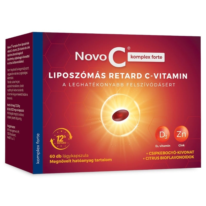 Novo C Komplex Forte Liposzómális RETARD C-vitamin+D3+Cink gélkapszula - 60db 1 Novo C Komplex Forte Liposzómális RETARD C-vitamin+D3+Cink gélkapszula - 60db