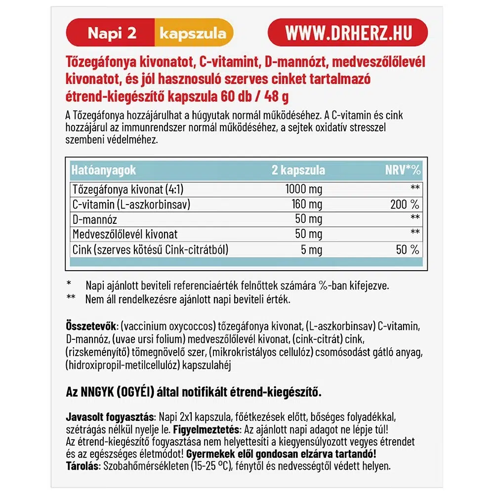 Dr. Herz Tőzegáfonya kivonat kapszula - 60db 2 Dr. Herz Tőzegáfonya kivonat kapszula - 60db - Image 2