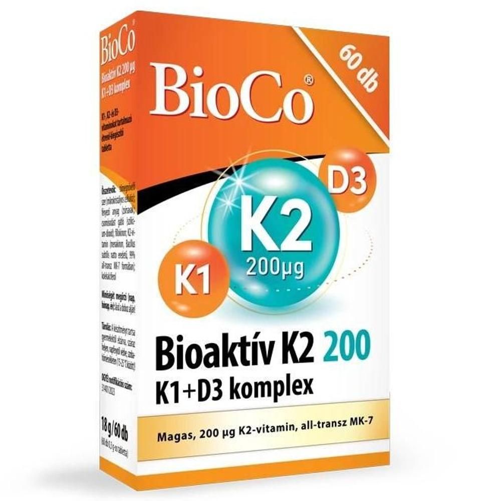 BioCo Bioaktív K2 200µg K1+D3 komplex tabletta - 60db 1 BioCo Bioaktív K2 200µg K1+D3 komplex tabletta - 60db