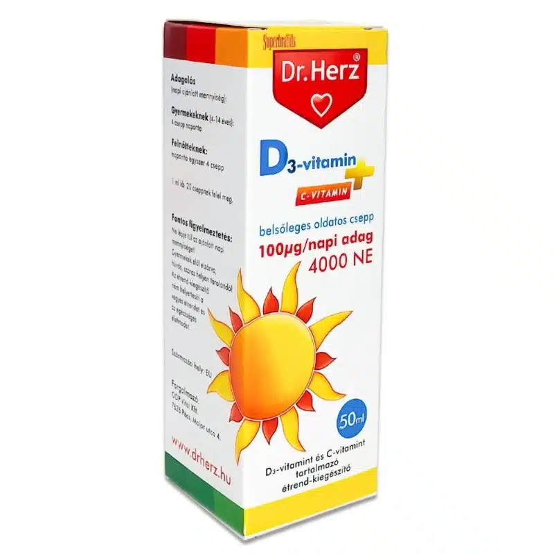 Dr. Herz D3-vitamin + C-vitamin csepp - 50ml 1 Dr. Herz D3-vitamin csepp 2000NE / 2csepp - 50ml