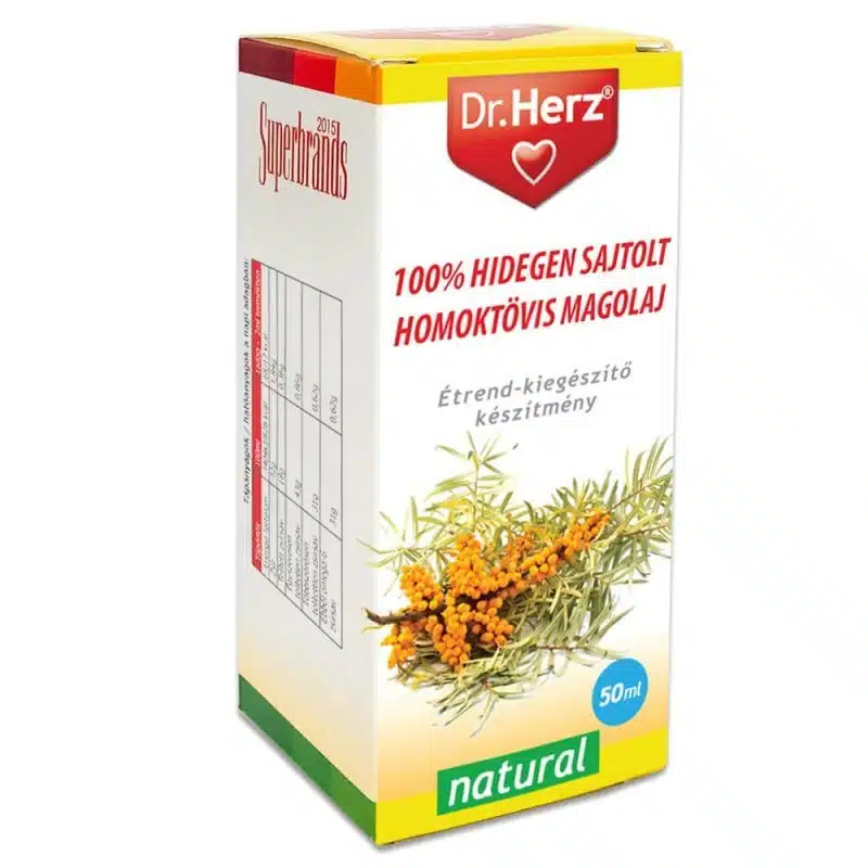 Dr. Herz 100% Hidegen Sajtolt Homoktövis Magolaj - 50ml 1 Dr. Herz Hidegen sajtolt Homoktövismag olaj - 50ml
