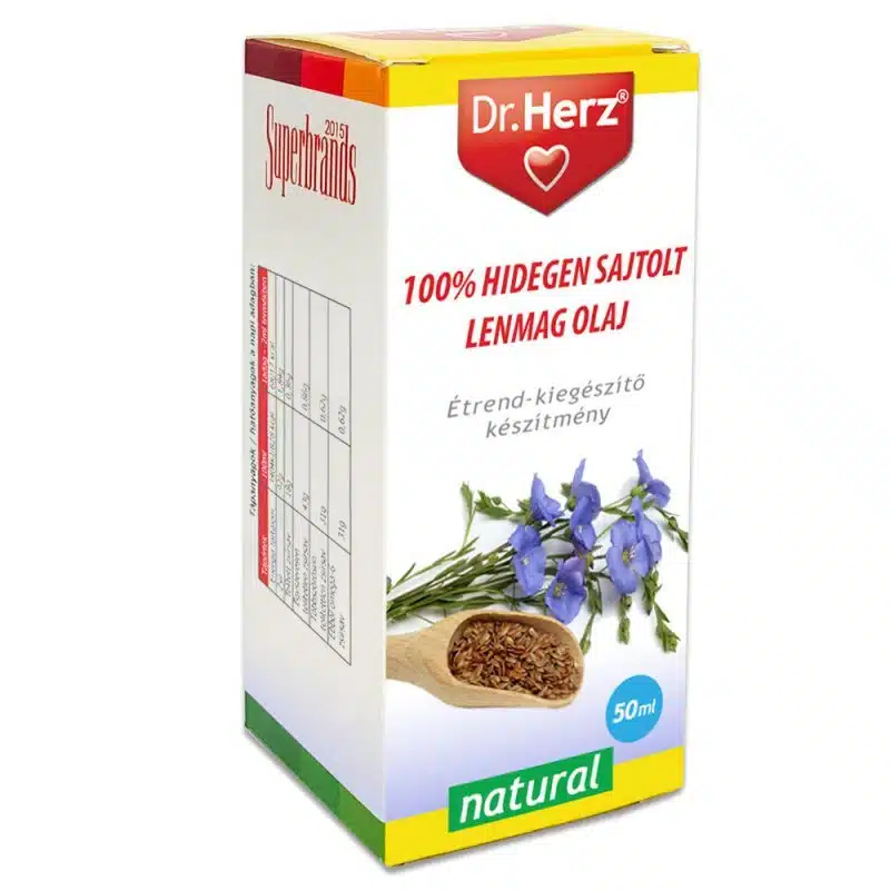 Dr. Herz 100% Hidegen Sajtolt Lenmag Olaj- 50ml 1 Dr. Herz Hidegen sajtolt lenmag olaj - 50ml