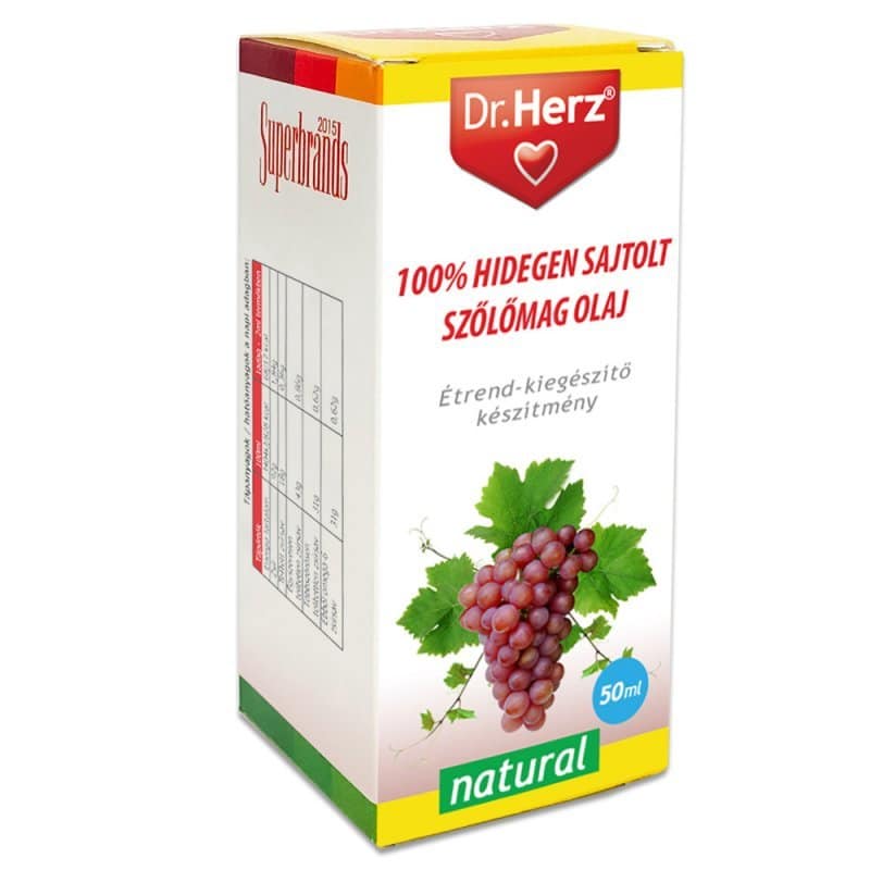 Dr. Herz 100% Hidegen Sajtolt Szőlőmag Olaj - 50ml 1 Dr. Herz Hidegen sajtolt szőlőmag olaj - 50ml