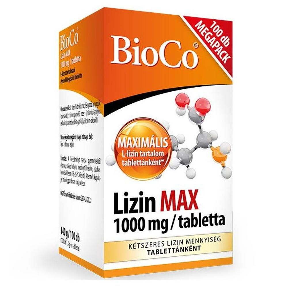 BioCo Lizin MAX 1000 mg tabletta MEGAPACK - 100db 1 BioCo Lizin MAX 1000 mg tabletta MEGAPACK - 100db