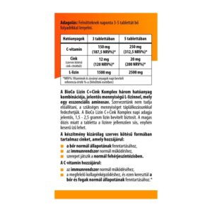 BioCo Lizin MAX 1000 mg tabletta MEGAPACK - 100db 3 BioCo Lizin MAX 1000 mg tabletta MEGAPACK - 100db - Image 2
