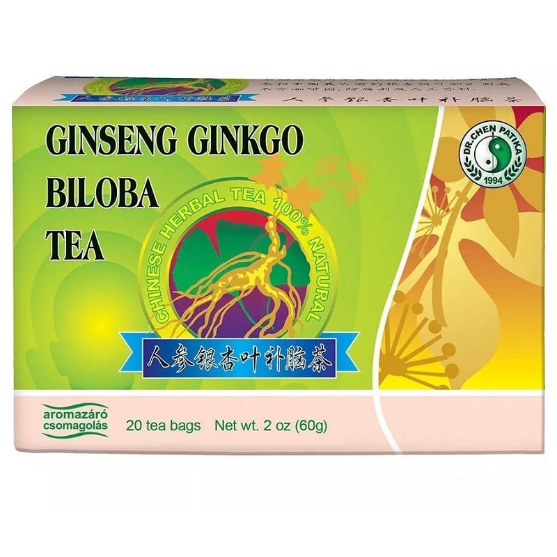 Dr. Chen Ginseng Ginkgo Biloba Tea - zöld tea különlegesség- 20filter 1 Dr. Chen Ginseng (Ginzeng) Ginkgo és Zöldtea - 20filter