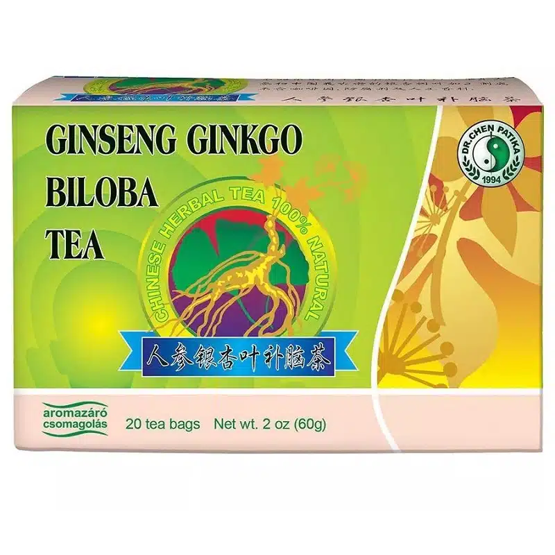 Dr. Chen Ginseng Ginkgo Biloba Tea - zöld tea különlegesség- 20filter 1 Dr. Chen Ginseng (Ginzeng) Ginkgo és Zöldtea - 20filter